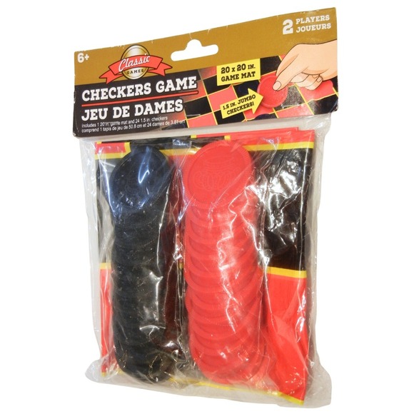 Classic Games Checkers Game Set Jumbo 1.5" Pieces 2 Player Board Game NEW - Picture 1 of 5